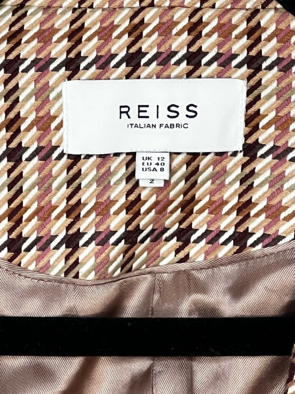 Reiss Italian Fabric Houndstooth Blazer Structured Jacket 8 - Picture 2 of 5